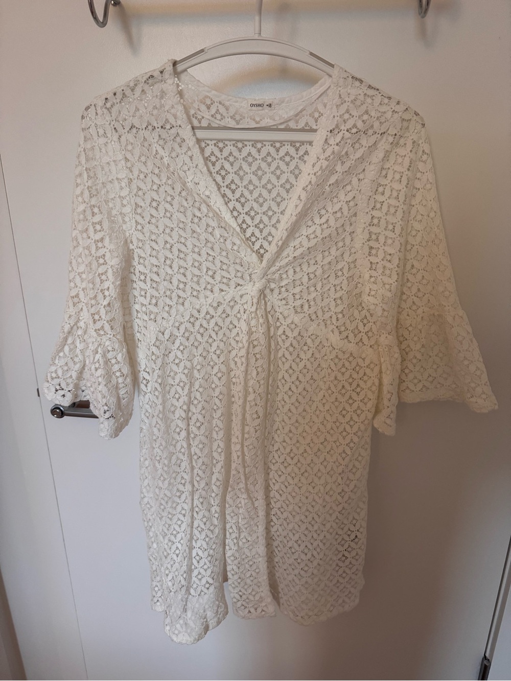 Oysho white lace bikini coverup beach dress S
